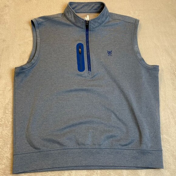 Johnnie-O Mens Sleeveless 1/4 Zip Pullover Vest Large Blue Heather - Picture 2 of 7
